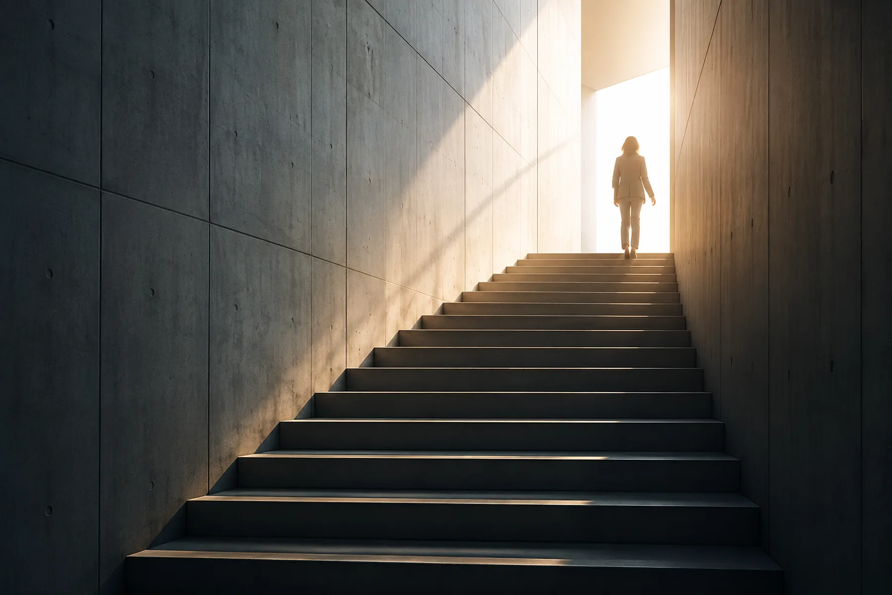Treppe und Licht als Symbol für schrittweise Veränderung